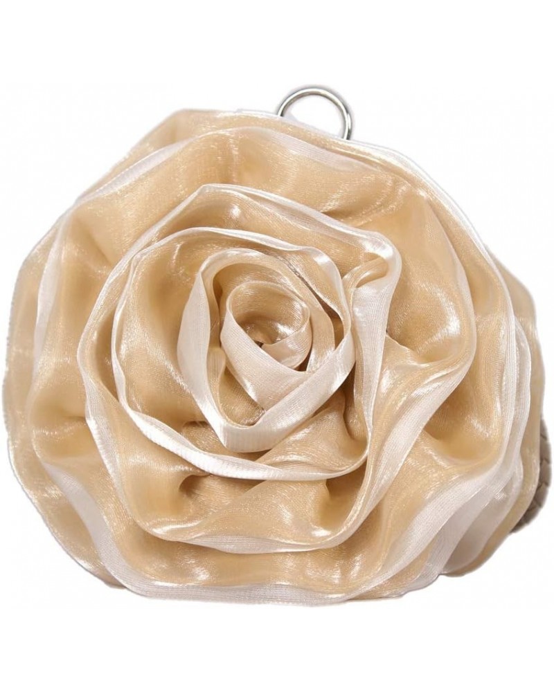 Rose Flower bag Silk cute mini round handbag Small change bag for ladies Apricot $18.60 Handbags