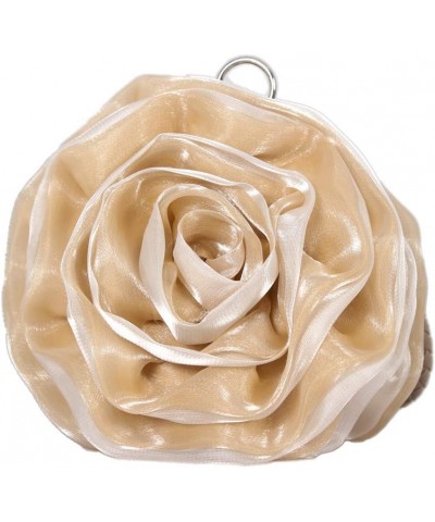 Rose Flower bag Silk cute mini round handbag Small change bag for ladies Apricot $18.60 Handbags