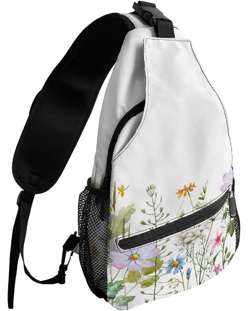 Sling Bag Crossbody Bag for Women Men Spring Flower Field Waterproof Hiking Backpack Lightweight Chest Shoulder Bag Daypack f...