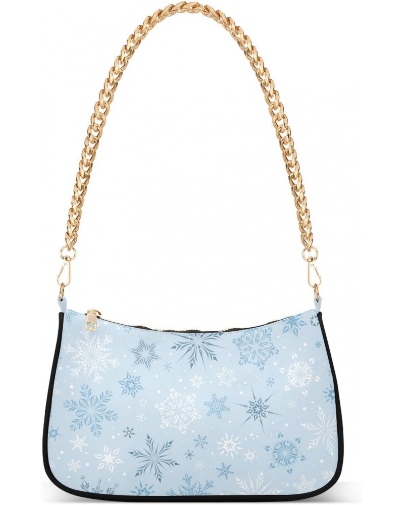 Christmas Shiny Snowflakes Blue Shoulder Bag for Women Hobo Bags Small Chain Shoulder Bags Clutch Handbag Tote Crossbody Bag ...