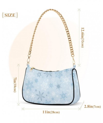 Christmas Shiny Snowflakes Blue Shoulder Bag for Women Hobo Bags Small Chain Shoulder Bags Clutch Handbag Tote Crossbody Bag ...