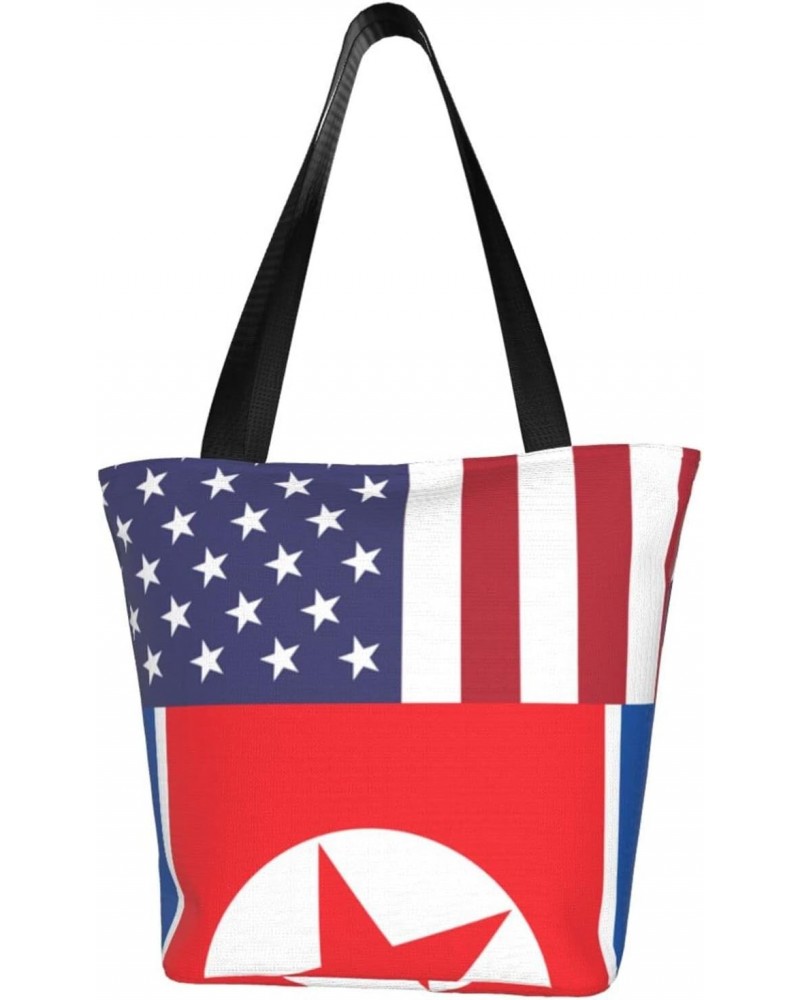 America North Korea Friendship Flag Women'S Casual One Shoulder Carry Shopping Bag Large Capacity Working Storage Handbag $21...