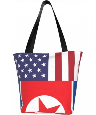 America North Korea Friendship Flag Women'S Casual One Shoulder Carry Shopping Bag Large Capacity Working Storage Handbag $21...