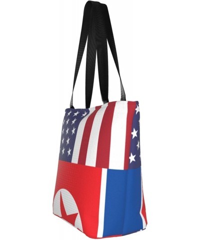 America North Korea Friendship Flag Women'S Casual One Shoulder Carry Shopping Bag Large Capacity Working Storage Handbag $21...