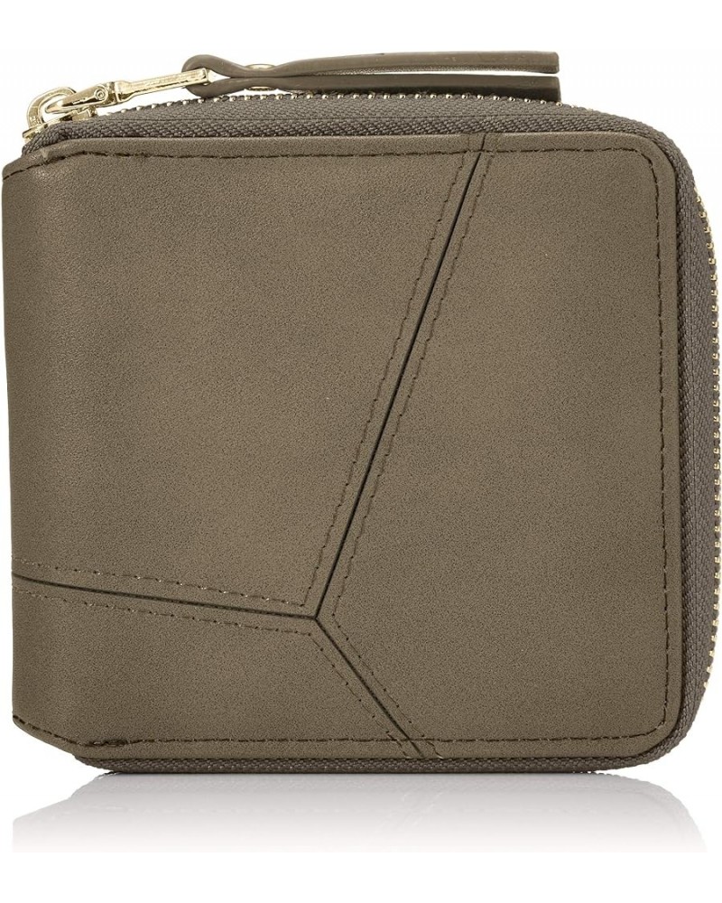 Women's Round Zipper Bifold Compact Wallet Without Coin Purse Gray / $17.86 Wallets