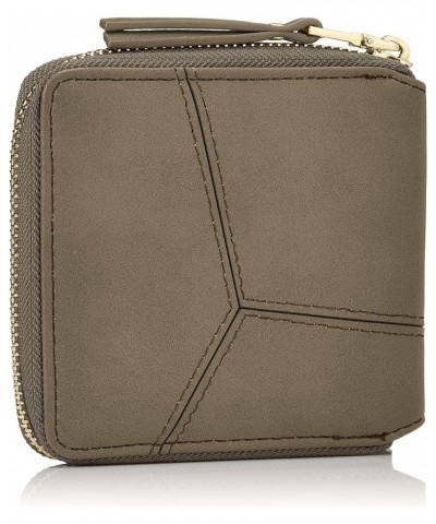 Women's Round Zipper Bifold Compact Wallet Without Coin Purse Gray / $17.86 Wallets