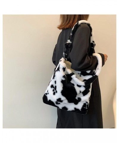 Women's Printed One-Shoulder Handbag Winter Plush Messenger Shopping Bag (Color : D) C $27.37 Shoulder Bags