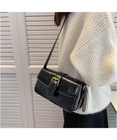 Retro Leather Crossbody Bags for Women Fashion Flap Shoulder Bag Casual Underarm Bag Ladies Purse and Handbag (Brown) Black $...