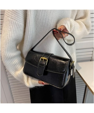 Retro Leather Crossbody Bags for Women Fashion Flap Shoulder Bag Casual Underarm Bag Ladies Purse and Handbag (Brown) Black $...