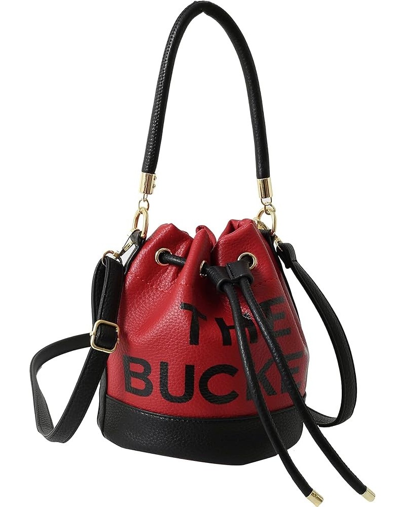 The Bucket Bag for Women, Small Leather Bucket Bag Purses, Crossbody/Handbag/Hobo Bag(7.9 * 7.9 * 8.3in) Splicing Red $13.99 ...