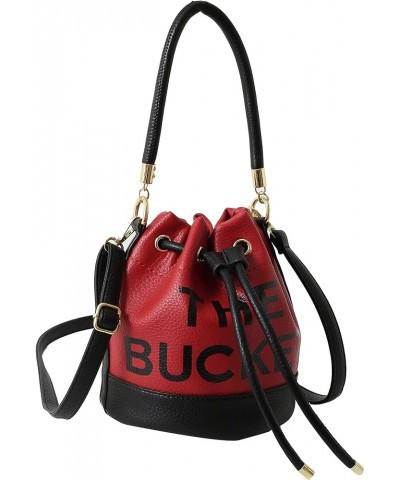 The Bucket Bag for Women, Small Leather Bucket Bag Purses, Crossbody/Handbag/Hobo Bag(7.9 * 7.9 * 8.3in) Splicing Red $13.99 ...