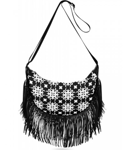 Geometric Ornament Pattern Tassel Crossbody Bag with Adjustable Strap and Zipper Crossbody Handbag for Women $15.67 Crossbody...