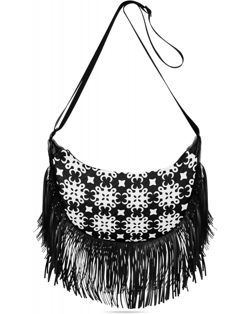 Geometric Ornament Pattern Tassel Crossbody Bag with Adjustable Strap and Zipper Crossbody Handbag for Women $15.67 Crossbody...