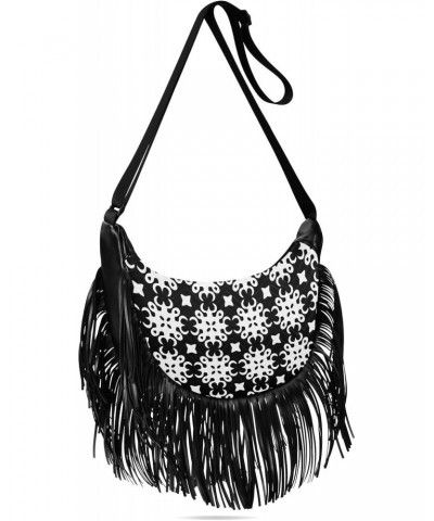 Geometric Ornament Pattern Tassel Crossbody Bag with Adjustable Strap and Zipper Crossbody Handbag for Women $15.67 Crossbody...