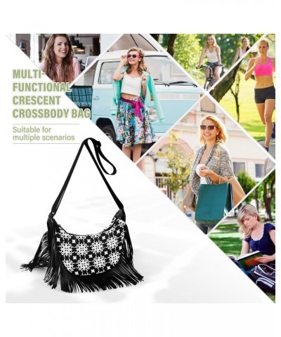 Geometric Ornament Pattern Tassel Crossbody Bag with Adjustable Strap and Zipper Crossbody Handbag for Women $15.67 Crossbody...