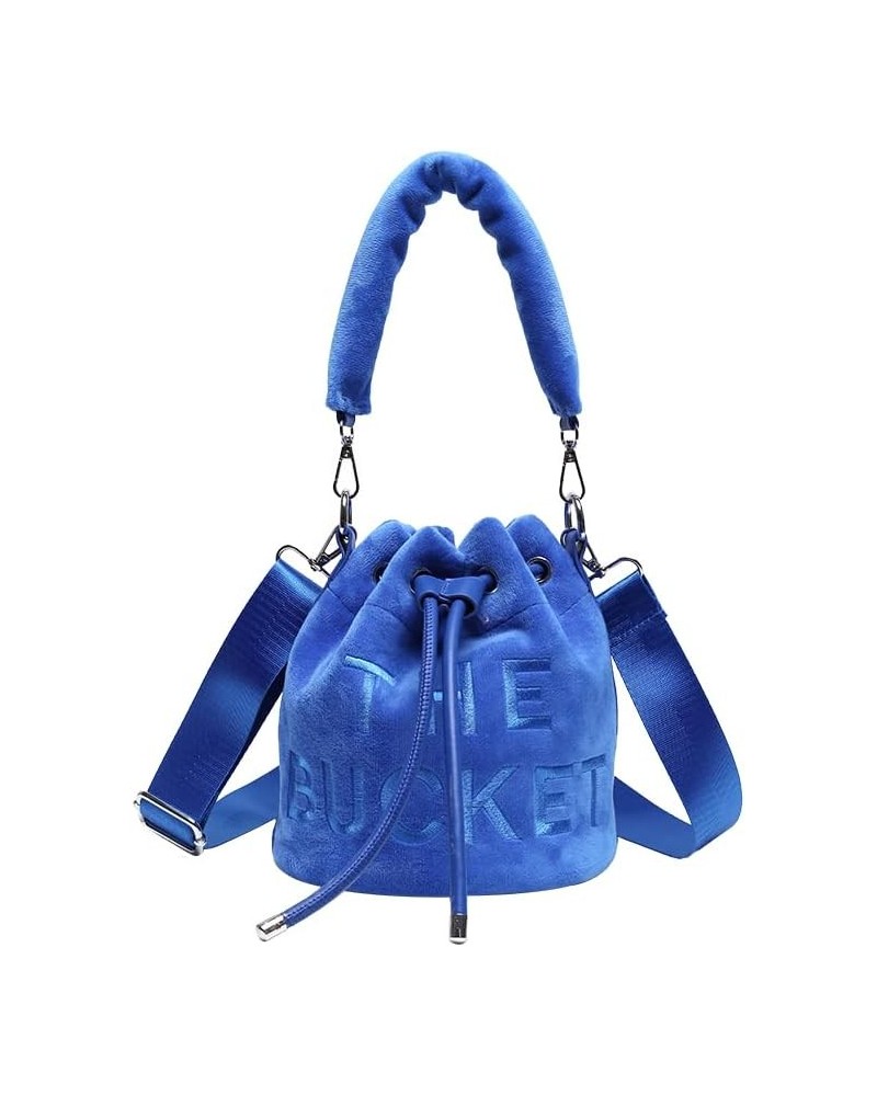 Bucket Bags for Women, Mini Purses Soft Plush Crossbody Bags Drawstring Handbags Hobo Bag (Red) Blue $23.55 Totes