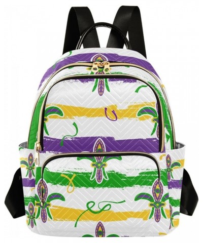 Mardi Gras Women Backpack Fleur De Lis Watercolor Anti-Theft Travel Backpack with Luggage Belt Durable Handbag Lady Purse Roo...