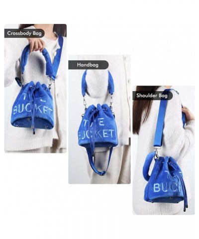 Bucket Bags for Women, Mini Purses Soft Plush Crossbody Bags Drawstring Handbags Hobo Bag (Red) Blue $23.55 Totes