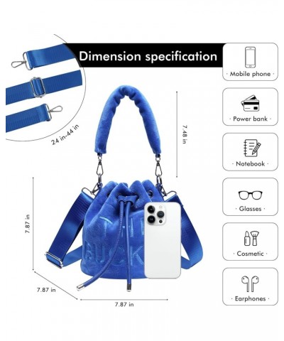 Bucket Bags for Women, Mini Purses Soft Plush Crossbody Bags Drawstring Handbags Hobo Bag (Red) Blue $23.55 Totes