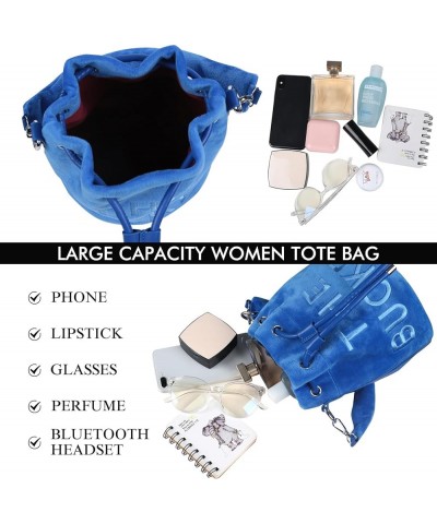 Bucket Bags for Women, Mini Purses Soft Plush Crossbody Bags Drawstring Handbags Hobo Bag (Red) Blue $23.55 Totes