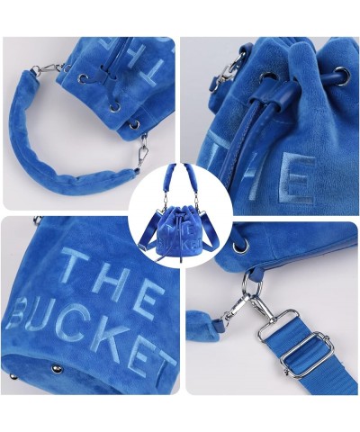 Bucket Bags for Women, Mini Purses Soft Plush Crossbody Bags Drawstring Handbags Hobo Bag (Red) Blue $23.55 Totes