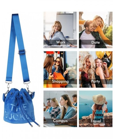 Bucket Bags for Women, Mini Purses Soft Plush Crossbody Bags Drawstring Handbags Hobo Bag (Red) Blue $23.55 Totes