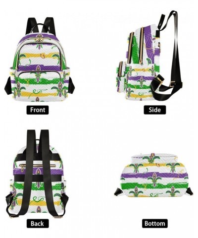 Mardi Gras Women Backpack Fleur De Lis Watercolor Anti-Theft Travel Backpack with Luggage Belt Durable Handbag Lady Purse Roo...