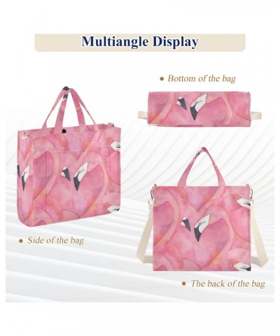 Pink Flamingos Lovers Women's Tote Bag Satchel Handbag with Adjustable Shoulder Strap for Work College Travel $15.67 Totes