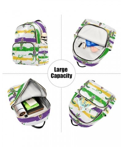 Mardi Gras Women Backpack Fleur De Lis Watercolor Anti-Theft Travel Backpack with Luggage Belt Durable Handbag Lady Purse Roo...