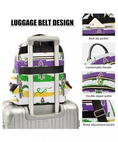 Mardi Gras Women Backpack Fleur De Lis Watercolor Anti-Theft Travel Backpack with Luggage Belt Durable Handbag Lady Purse Roo...