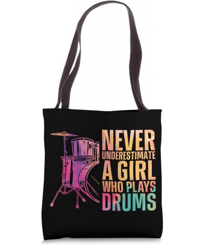 Drummer Drum Set Watercolor Never Underestimate A Girl Who Tote Bag $9.24 Totes