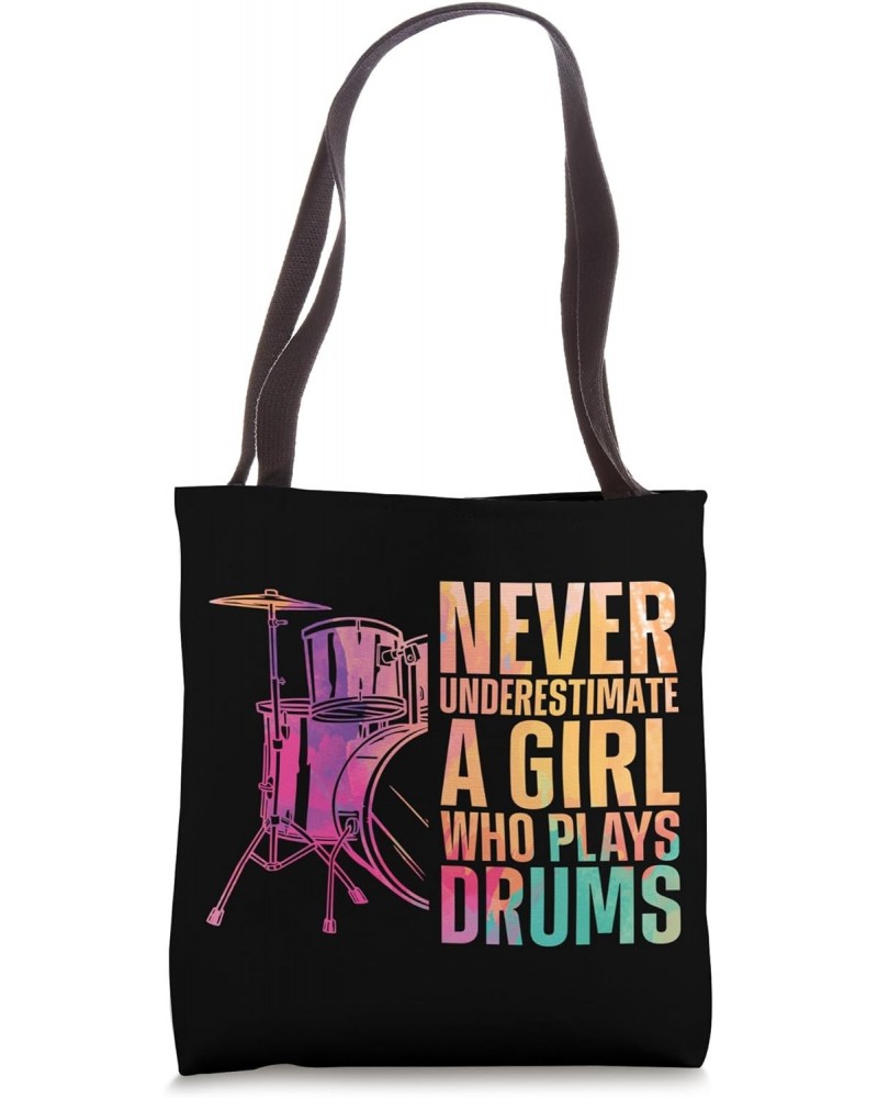 Drummer Drum Set Watercolor Never Underestimate A Girl Who Tote Bag $9.24 Totes