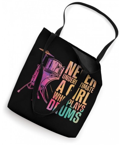 Drummer Drum Set Watercolor Never Underestimate A Girl Who Tote Bag $9.24 Totes