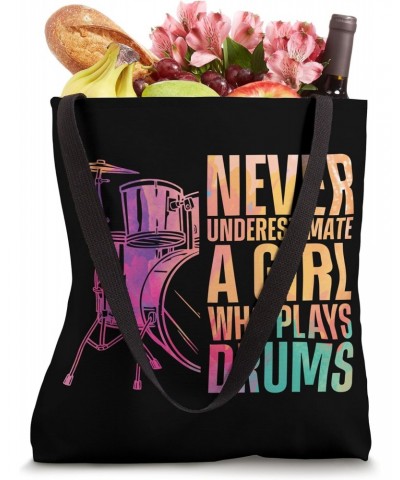 Drummer Drum Set Watercolor Never Underestimate A Girl Who Tote Bag $9.24 Totes