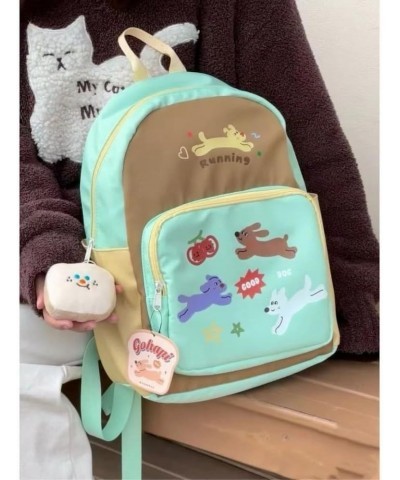 Cartoon Backpack Big Capacity Cute Dog Puppy Kawaii Cherry Pattern Aesthetic Y2k Harajuku Color Blocking Bag (Beige) Mint $15...