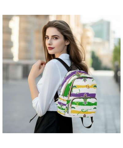 Mardi Gras Women Backpack Fleur De Lis Watercolor Anti-Theft Travel Backpack with Luggage Belt Durable Handbag Lady Purse Roo...