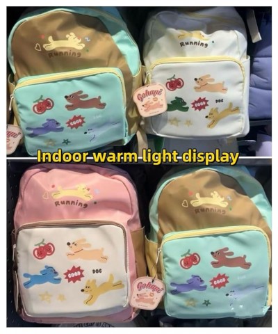 Cartoon Backpack Big Capacity Cute Dog Puppy Kawaii Cherry Pattern Aesthetic Y2k Harajuku Color Blocking Bag (Beige) Mint $15...