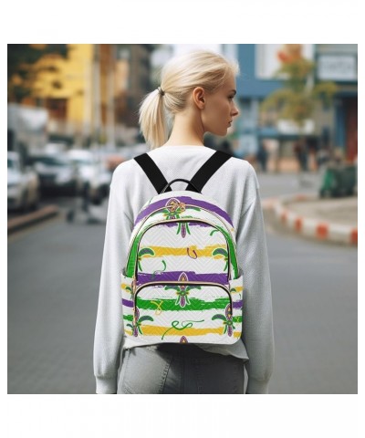 Mardi Gras Women Backpack Fleur De Lis Watercolor Anti-Theft Travel Backpack with Luggage Belt Durable Handbag Lady Purse Roo...