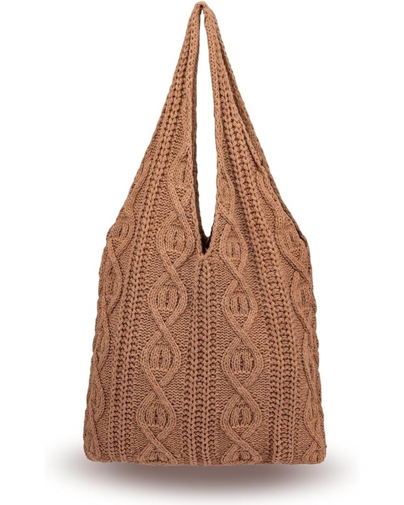 Trendy Crochet Mesh Tote Bag for Beach, White Cute Aesthetic Knit Totebag for Women, Woven Hippy Shoulder Purse Brown $11.19 ...