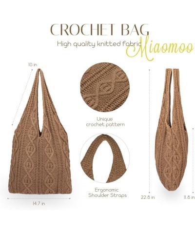 Trendy Crochet Mesh Tote Bag for Beach, White Cute Aesthetic Knit Totebag for Women, Woven Hippy Shoulder Purse Brown $11.19 ...