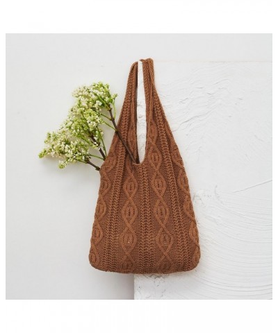 Trendy Crochet Mesh Tote Bag for Beach, White Cute Aesthetic Knit Totebag for Women, Woven Hippy Shoulder Purse Brown $11.19 ...