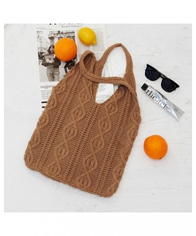 Trendy Crochet Mesh Tote Bag for Beach, White Cute Aesthetic Knit Totebag for Women, Woven Hippy Shoulder Purse Brown $11.19 ...