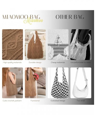 Trendy Crochet Mesh Tote Bag for Beach, White Cute Aesthetic Knit Totebag for Women, Woven Hippy Shoulder Purse Brown $11.19 ...