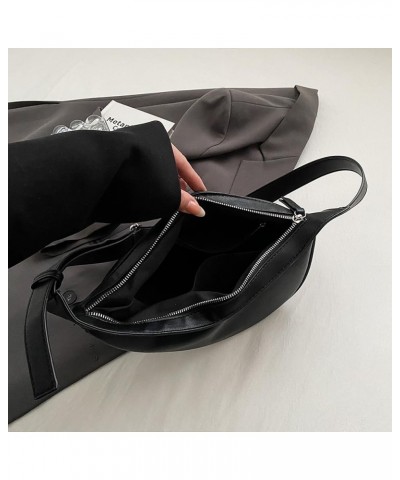 Leather Crescent Crossbody Bags for Women Small Casual Hobo Shoulder Bag Simple Everyday Crossbody Bag Purse Black $18.03 Totes