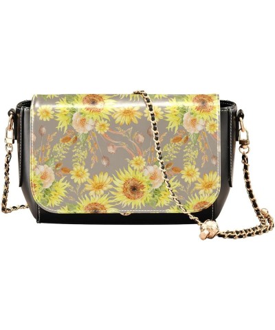 Narcissus Sunflowers Women's Crossbody Handbags, PU Leather Flap Crossbody Bags, Women's Shoulder Handbag Purse Style08 $19.6...