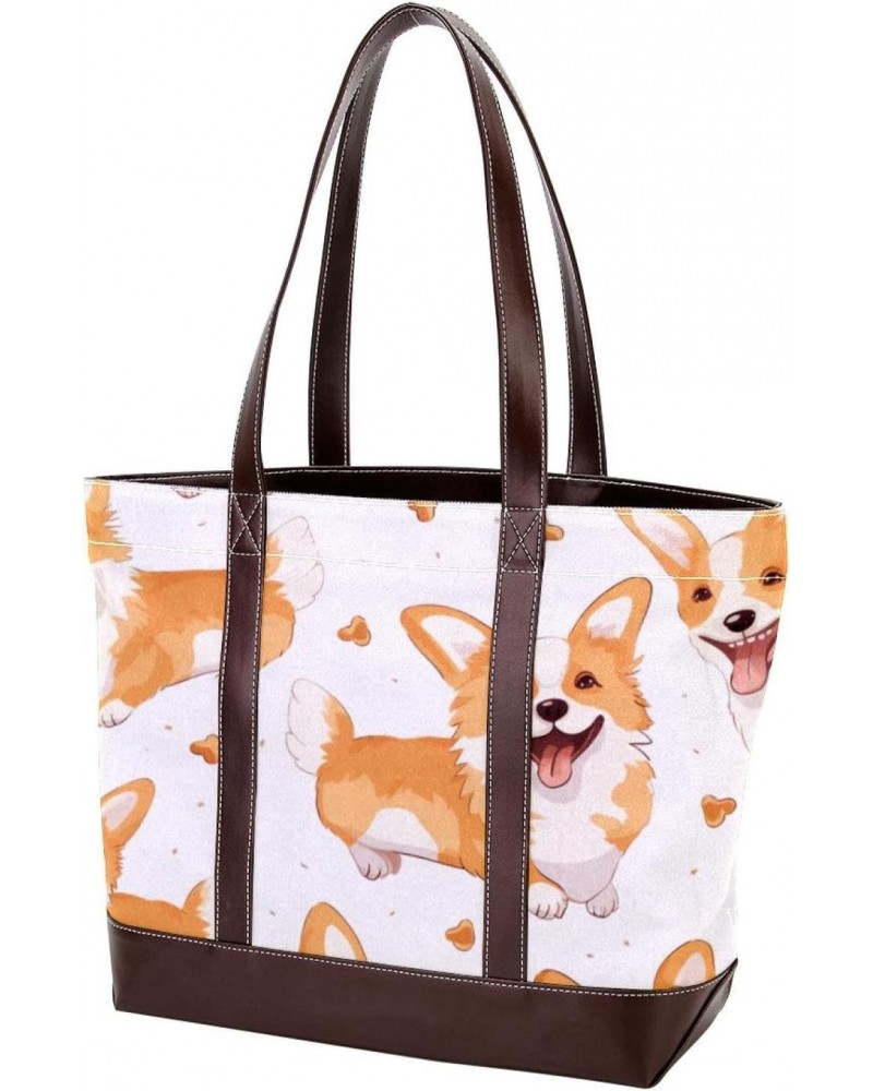 The Tote Bag For Women,Tote Bag With Zipper,Canvas Tote Bag,Bone Cute Welsh Dog Handbags $27.20 Totes