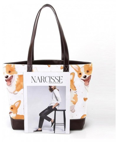 The Tote Bag For Women,Tote Bag With Zipper,Canvas Tote Bag,Bone Cute Welsh Dog Handbags $27.20 Totes