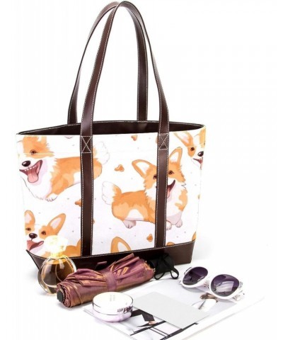 The Tote Bag For Women,Tote Bag With Zipper,Canvas Tote Bag,Bone Cute Welsh Dog Handbags $27.20 Totes