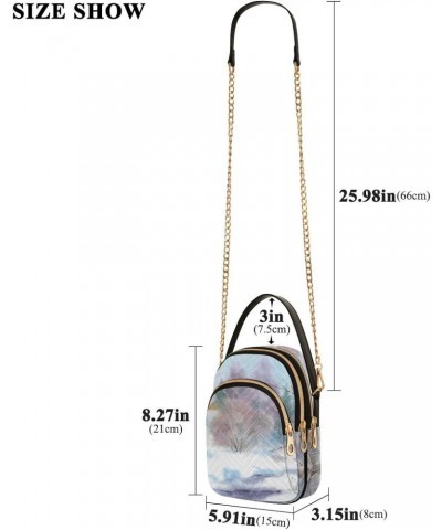 Rustic Winter Landscape Watercolor Womens Sling Backpack Crossbody Chain Shoulder Bags Waist Packs Multipurpose Handbags for ...