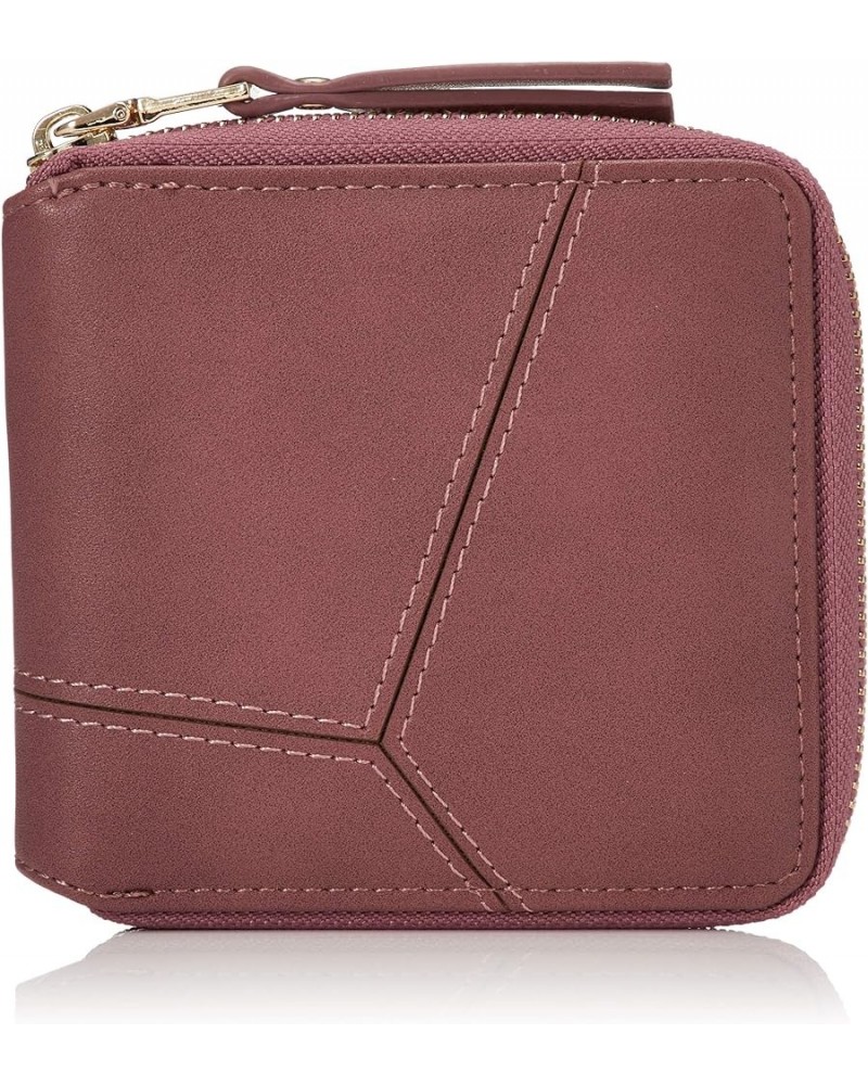 Women's Round Zipper Bifold Compact Wallet Without Coin Purse Pink/ $17.86 Wallets